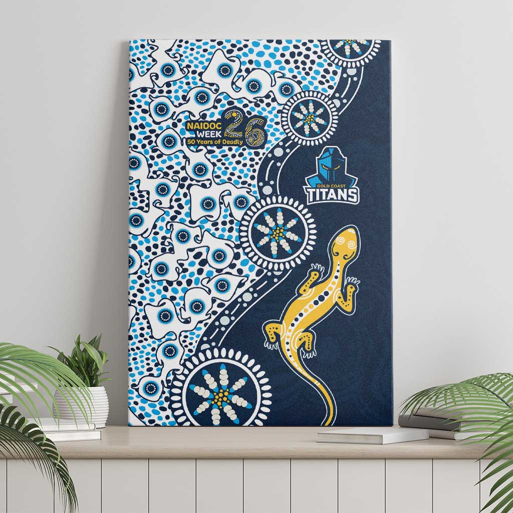 Gold Coast Titans NAIDOC Week 2026 Canvas Wall Art Aboriginal Lizard Dot Painting - 50 Years of Deadly