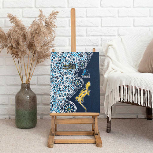 Gold Coast Titans NAIDOC Week 2026 Canvas Wall Art Aboriginal Lizard Dot Painting - 50 Years of Deadly