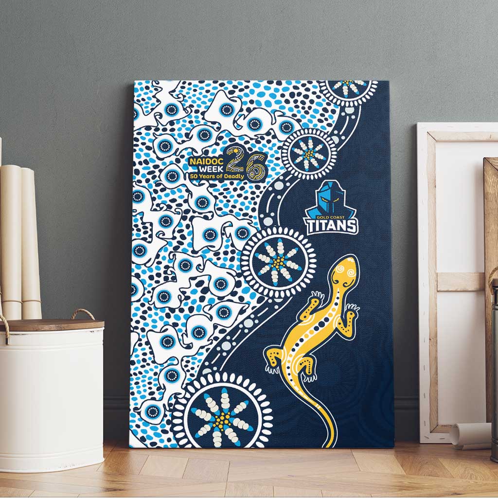 Gold Coast Titans NAIDOC Week 2026 Canvas Wall Art Aboriginal Lizard Dot Painting - 50 Years of Deadly