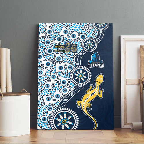 Gold Coast Titans NAIDOC Week 2026 Canvas Wall Art Aboriginal Lizard Dot Painting - 50 Years of Deadly