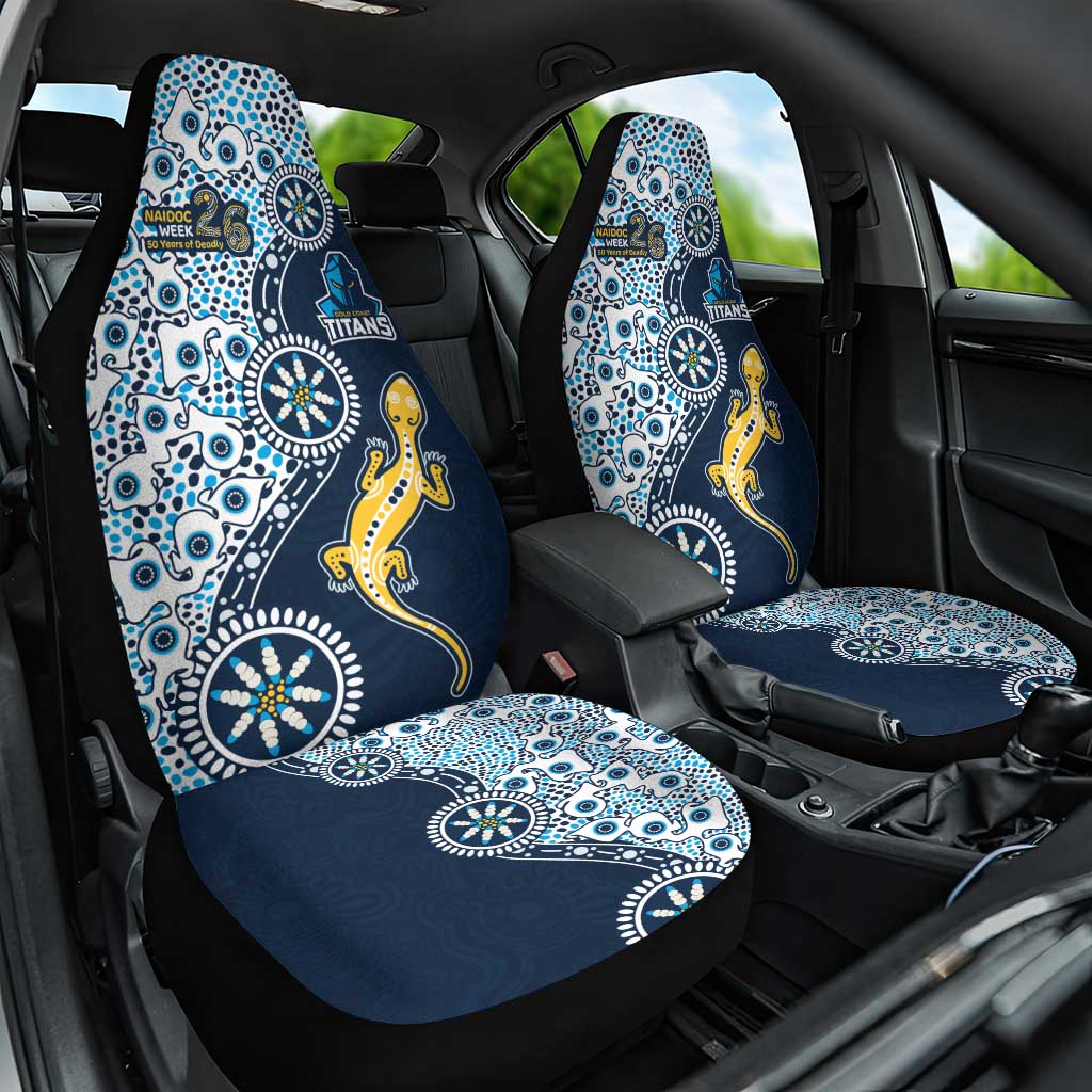 Gold Coast Titans NAIDOC Week 2026 Car Seat Cover Aboriginal Lizard Dot Painting - 50 Years of Deadly