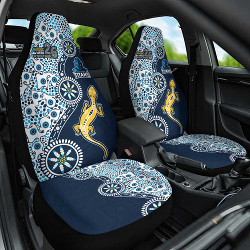 Gold Coast Titans NAIDOC Week 2026 Car Seat Cover Aboriginal Lizard Dot Painting - 50 Years of Deadly