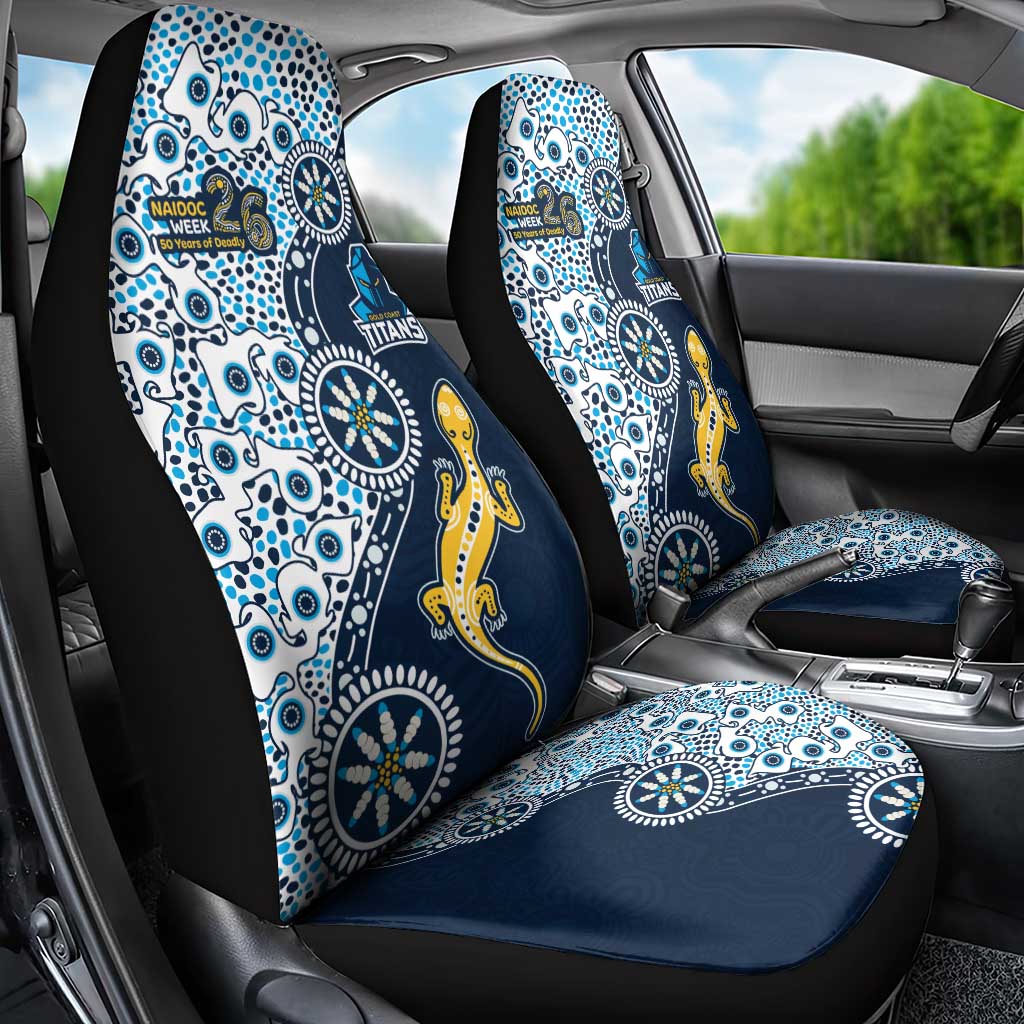 Gold Coast Titans NAIDOC Week 2026 Car Seat Cover Aboriginal Lizard Dot Painting - 50 Years of Deadly