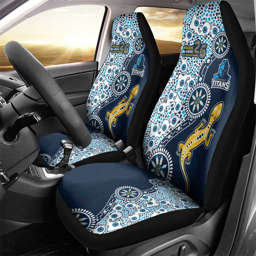 Gold Coast Titans NAIDOC Week 2026 Car Seat Cover Aboriginal Lizard Dot Painting - 50 Years of Deadly