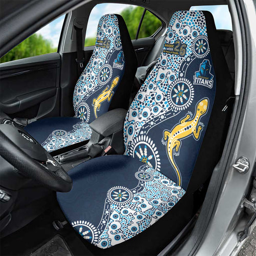 Gold Coast Titans NAIDOC Week 2026 Car Seat Cover Aboriginal Lizard Dot Painting - 50 Years of Deadly