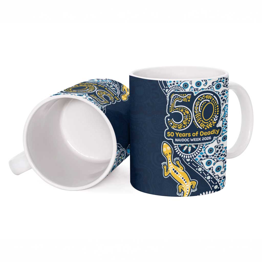 Gold Coast Titans NAIDOC Week 2026 Ceramic Mug Aboriginal Lizard Dot Painting - 50 Years of Deadly