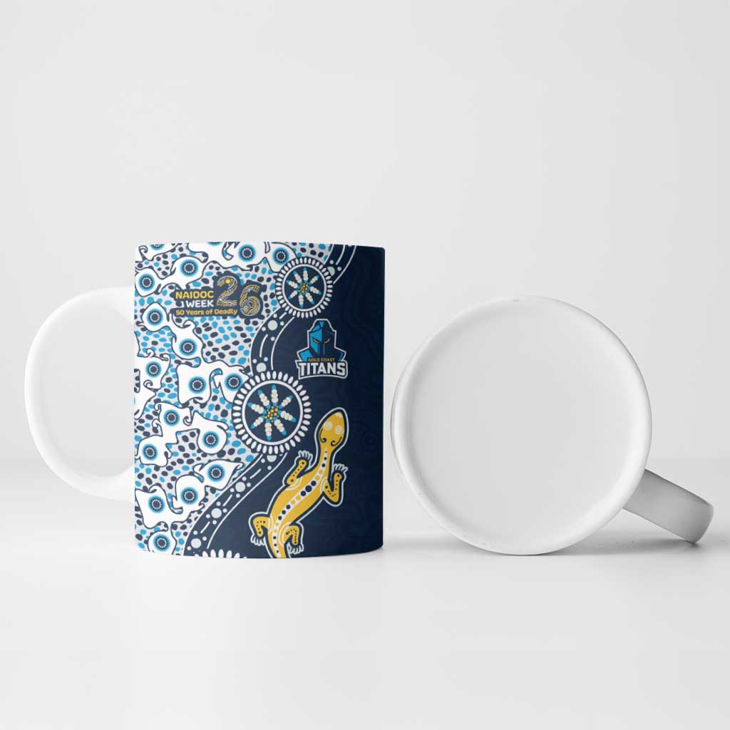 Gold Coast Titans NAIDOC Week 2026 Ceramic Mug Aboriginal Lizard Dot Painting - 50 Years of Deadly