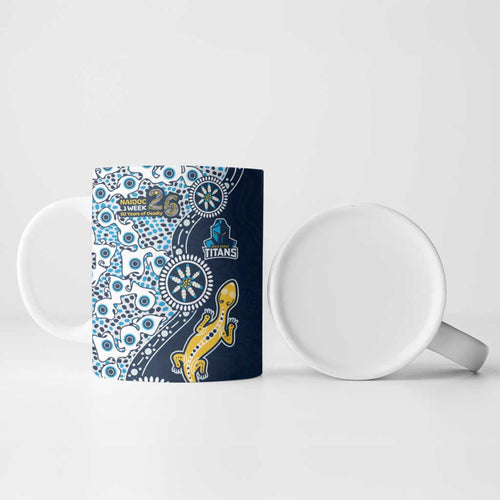 Gold Coast Titans NAIDOC Week 2026 Ceramic Mug Aboriginal Lizard Dot Painting - 50 Years of Deadly