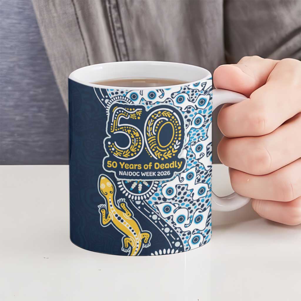Gold Coast Titans NAIDOC Week 2026 Ceramic Mug Aboriginal Lizard Dot Painting - 50 Years of Deadly