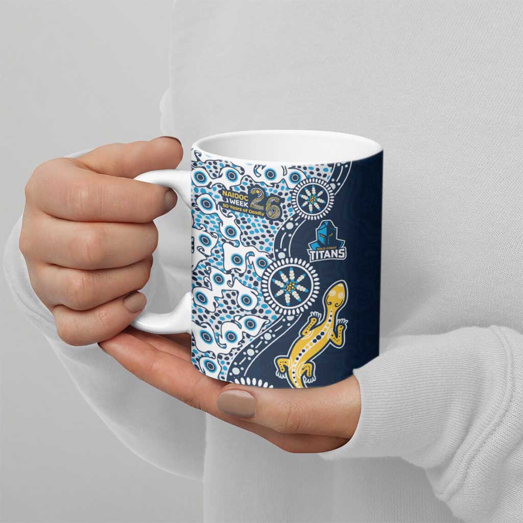 Gold Coast Titans NAIDOC Week 2026 Ceramic Mug Aboriginal Lizard Dot Painting - 50 Years of Deadly