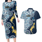 Gold Coast Titans NAIDOC Week 2026 Couples Matching Long Sleeve Bodycon Dress and Hawaiian Shirt Aboriginal Lizard Dot Painting - 50 Years of Deadly