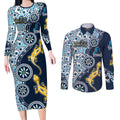 Gold Coast Titans NAIDOC Week 2026 Couples Matching Long Sleeve Bodycon Dress and Long Sleeve Button Shirt Aboriginal Lizard Dot Painting - 50 Years of Deadly