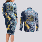 Gold Coast Titans NAIDOC Week 2026 Couples Matching Long Sleeve Bodycon Dress and Long Sleeve Button Shirt Aboriginal Lizard Dot Painting - 50 Years of Deadly