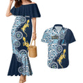 Gold Coast Titans NAIDOC Week 2026 Couples Matching Mermaid Dress and Hawaiian Shirt Aboriginal Lizard Dot Painting - 50 Years of Deadly