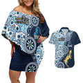 Gold Coast Titans NAIDOC Week 2026 Couples Matching Off Shoulder Short Dress and Hawaiian Shirt Aboriginal Lizard Dot Painting - 50 Years of Deadly