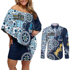 Gold Coast Titans NAIDOC Week 2026 Couples Matching Off Shoulder Short Dress and Long Sleeve Button Shirt Aboriginal Lizard Dot Painting - 50 Years of Deadly