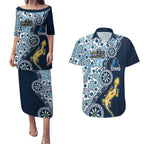 Gold Coast Titans NAIDOC Week 2026 Couples Matching Puletasi and Hawaiian Shirt Aboriginal Lizard Dot Painting - 50 Years of Deadly