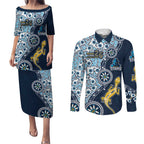 Gold Coast Titans NAIDOC Week 2026 Couples Matching Puletasi and Long Sleeve Button Shirt Aboriginal Lizard Dot Painting - 50 Years of Deadly