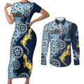 Gold Coast Titans NAIDOC Week 2026 Couples Matching Short Sleeve Bodycon Dress and Long Sleeve Button Shirt Aboriginal Lizard Dot Painting - 50 Years of Deadly