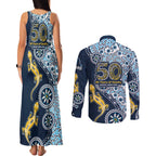 Gold Coast Titans NAIDOC Week 2026 Couples Matching Tank Maxi Dress and Long Sleeve Button Shirt Aboriginal Lizard Dot Painting - 50 Years of Deadly