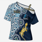 Gold Coast Titans NAIDOC Week 2026 Cross Shoulder Shirt Aboriginal Lizard Dot Painting - 50 Years of Deadly