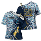 Gold Coast Titans NAIDOC Week 2026 Cross Shoulder Shirt Aboriginal Lizard Dot Painting - 50 Years of Deadly