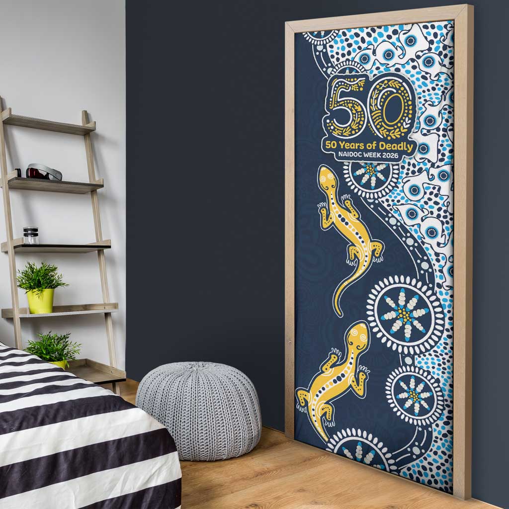 Gold Coast Titans NAIDOC Week 2026 Door Cover Aboriginal Lizard Dot Painting - 50 Years of Deadly