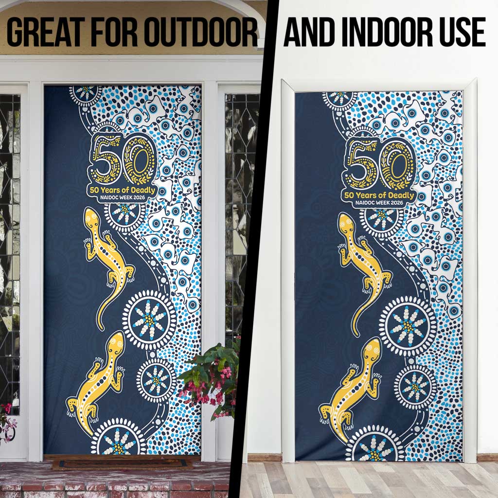 Gold Coast Titans NAIDOC Week 2026 Door Cover Aboriginal Lizard Dot Painting - 50 Years of Deadly