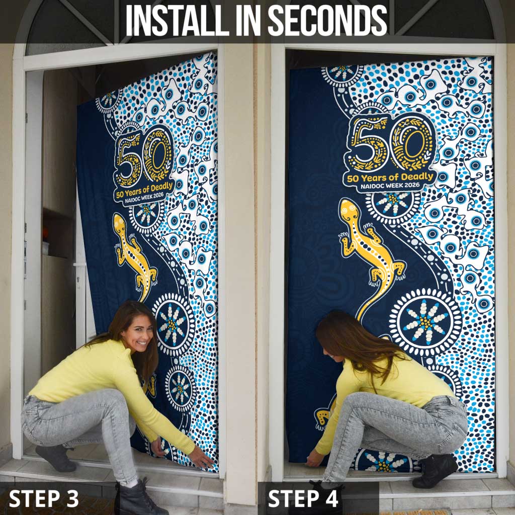 Gold Coast Titans NAIDOC Week 2026 Door Cover Aboriginal Lizard Dot Painting - 50 Years of Deadly