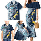 Gold Coast Titans NAIDOC Week 2026 Family Matching Mermaid Dress and Hawaiian Shirt Aboriginal Lizard Dot Painting - 50 Years of Deadly