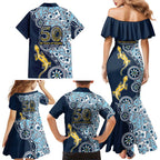 Gold Coast Titans NAIDOC Week 2026 Family Matching Mermaid Dress and Hawaiian Shirt Aboriginal Lizard Dot Painting - 50 Years of Deadly