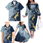 Gold Coast Titans NAIDOC Week 2026 Family Matching Off The Shoulder Long Sleeve Dress and Hawaiian Shirt Aboriginal Lizard Dot Painting - 50 Years of Deadly