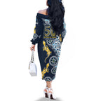 Gold Coast Titans NAIDOC Week 2026 Family Matching Off The Shoulder Long Sleeve Dress and Hawaiian Shirt Aboriginal Lizard Dot Painting - 50 Years of Deadly