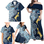 Gold Coast Titans NAIDOC Week 2026 Family Matching Off Shoulder Maxi Dress and Hawaiian Shirt Aboriginal Lizard Dot Painting - 50 Years of Deadly