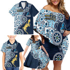 Gold Coast Titans NAIDOC Week 2026 Family Matching Off Shoulder Short Dress and Hawaiian Shirt Aboriginal Lizard Dot Painting - 50 Years of Deadly