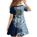 Gold Coast Titans NAIDOC Week 2026 Family Matching Off Shoulder Short Dress and Hawaiian Shirt Aboriginal Lizard Dot Painting - 50 Years of Deadly