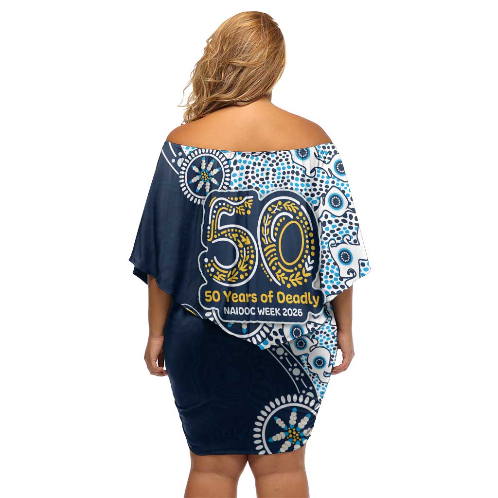Gold Coast Titans NAIDOC Week 2026 Family Matching Off Shoulder Short Dress and Hawaiian Shirt Aboriginal Lizard Dot Painting - 50 Years of Deadly