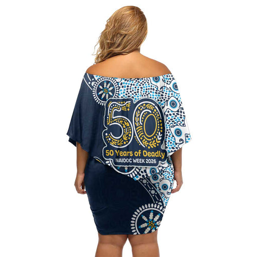 Gold Coast Titans NAIDOC Week 2026 Family Matching Off Shoulder Short Dress and Hawaiian Shirt Aboriginal Lizard Dot Painting - 50 Years of Deadly