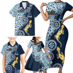 Gold Coast Titans NAIDOC Week 2026 Family Matching Short Sleeve Bodycon Dress and Hawaiian Shirt Aboriginal Lizard Dot Painting - 50 Years of Deadly