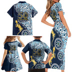 Gold Coast Titans NAIDOC Week 2026 Family Matching Short Sleeve Bodycon Dress and Hawaiian Shirt Aboriginal Lizard Dot Painting - 50 Years of Deadly