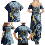 Gold Coast Titans NAIDOC Week 2026 Family Matching Summer Maxi Dress and Hawaiian Shirt Aboriginal Lizard Dot Painting - 50 Years of Deadly