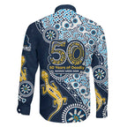 Gold Coast Titans NAIDOC Week 2026 Family Matching Summer Maxi Dress and Hawaiian Shirt Aboriginal Lizard Dot Painting - 50 Years of Deadly