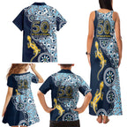 Gold Coast Titans NAIDOC Week 2026 Family Matching Tank Maxi Dress and Hawaiian Shirt Aboriginal Lizard Dot Painting - 50 Years of Deadly