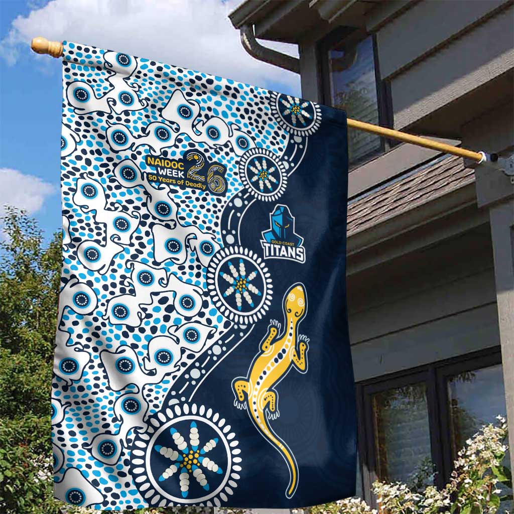 Gold Coast Titans NAIDOC Week 2026 Garden Flag Aboriginal Lizard Dot Painting - 50 Years of Deadly