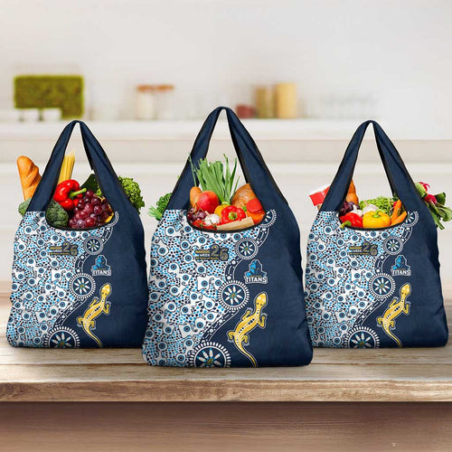 Gold Coast Titans NAIDOC Week 2026 Grocery Bag Aboriginal Lizard Dot Painting - 50 Years of Deadly