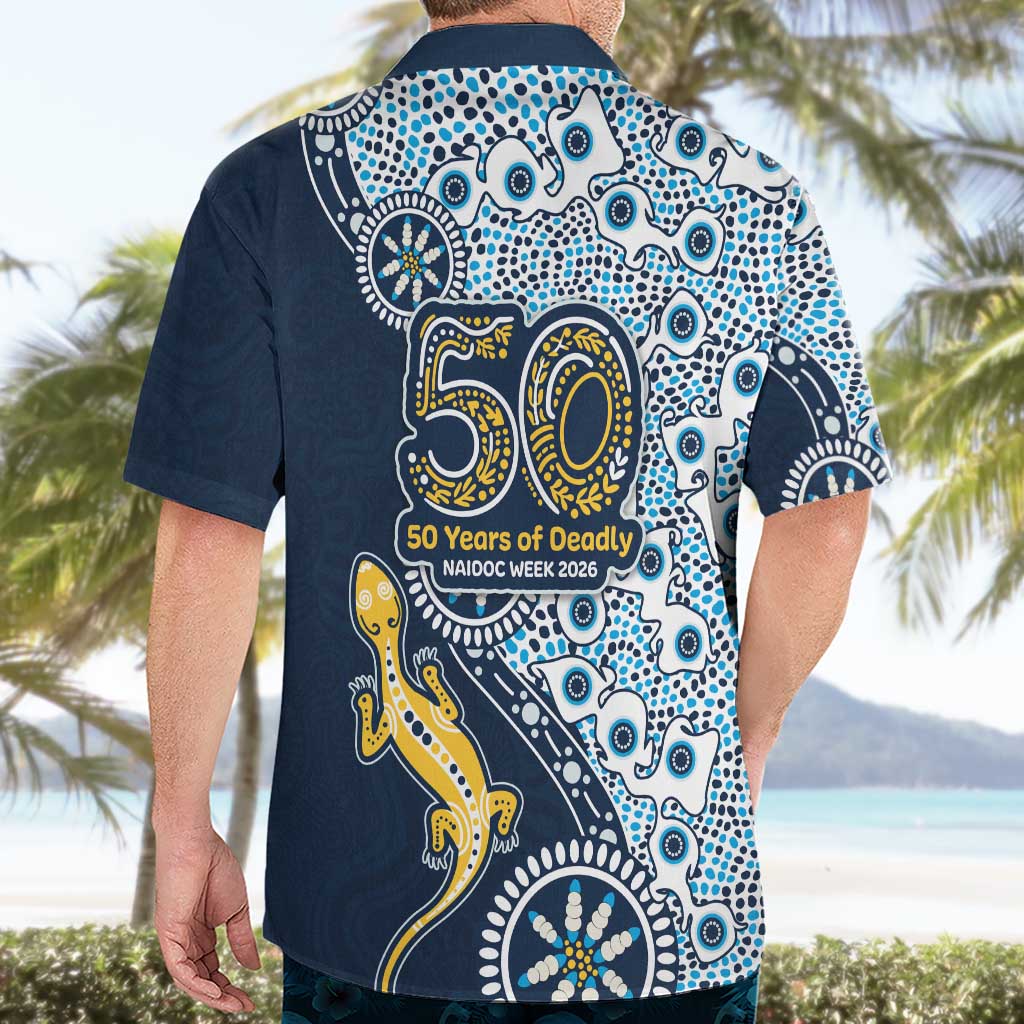 Gold Coast Titans NAIDOC Week 2026 Hawaiian Shirt Aboriginal Lizard Dot Painting - 50 Years of Deadly