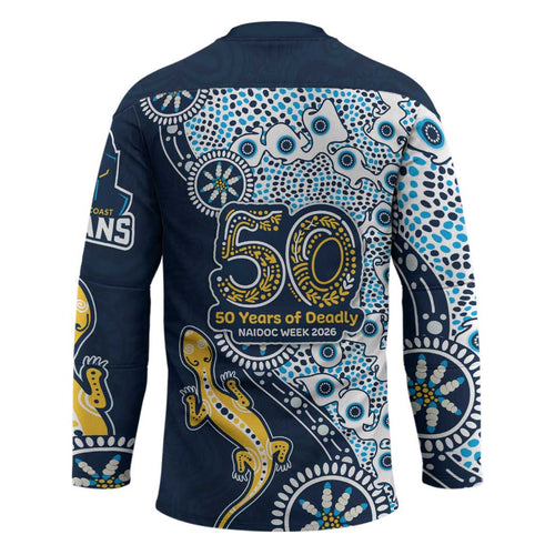 Gold Coast Titans NAIDOC Week 2026 Hockey Jersey Aboriginal Lizard Dot Painting - 50 Years of Deadly