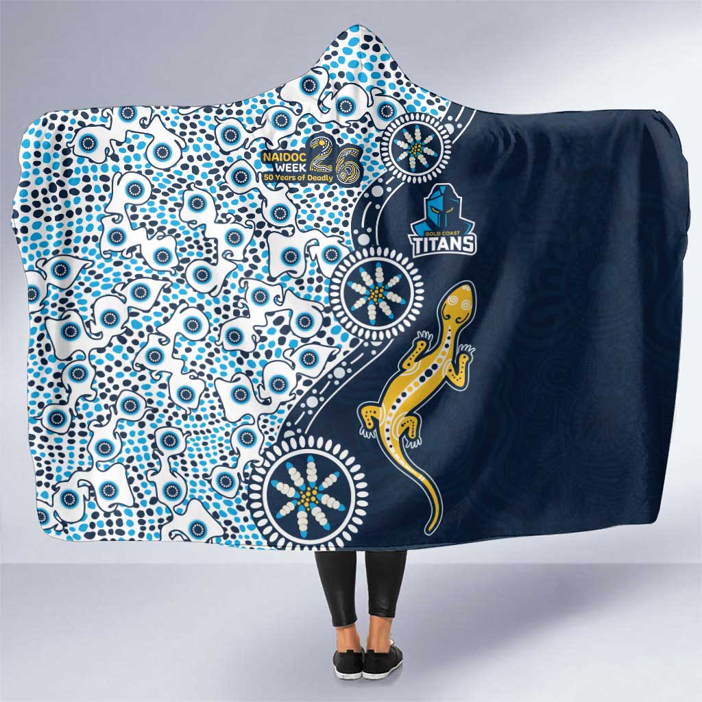 Gold Coast Titans NAIDOC Week 2026 Hooded Blanket Aboriginal Lizard Dot Painting - 50 Years of Deadly