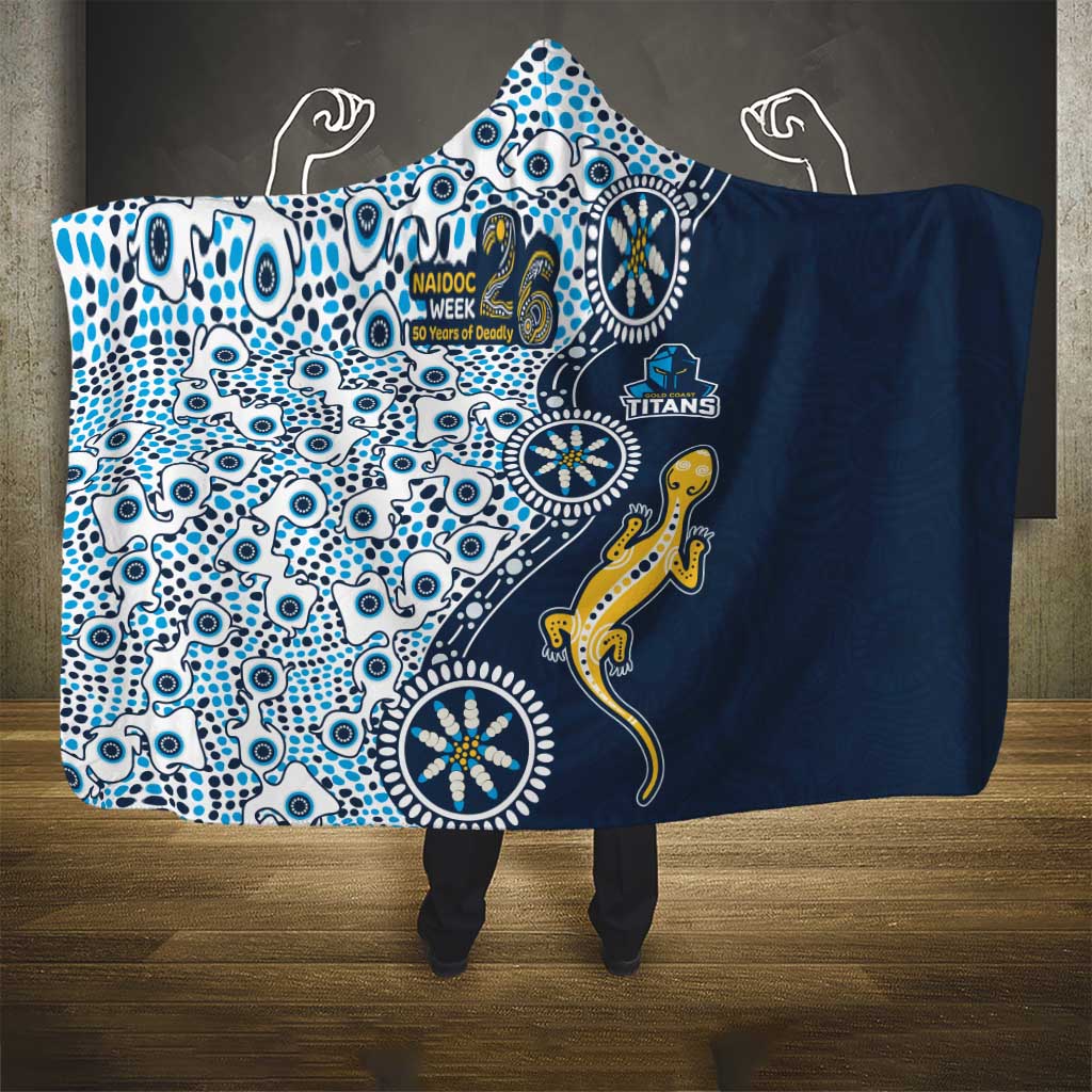 Gold Coast Titans NAIDOC Week 2026 Hooded Blanket Aboriginal Lizard Dot Painting - 50 Years of Deadly