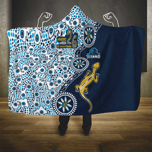 Gold Coast Titans NAIDOC Week 2026 Hooded Blanket Aboriginal Lizard Dot Painting - 50 Years of Deadly
